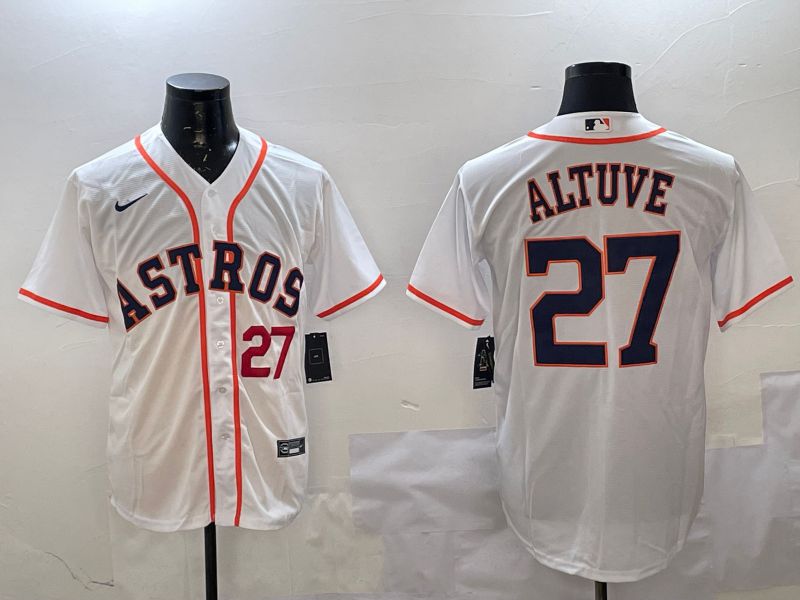 Men Houston Astros 27 Altuve White Game 2025 Nike MLB Jersey style 4